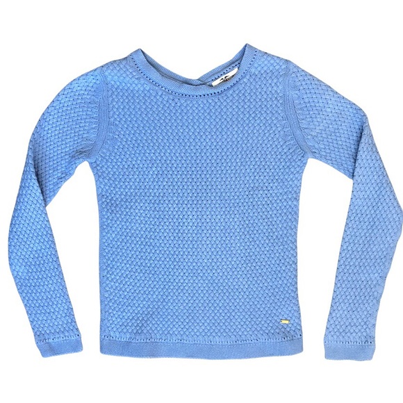 Light Blue Knit Sweater Small - Hampton Republic 27 woven cotton pullover - Picture 1 of 7